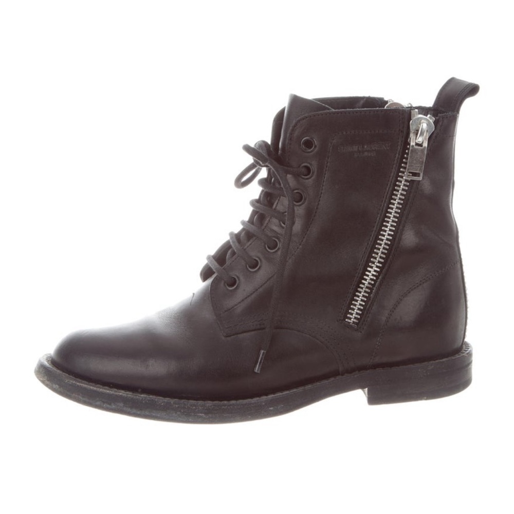 Saint Laurent Leather Combat Booties